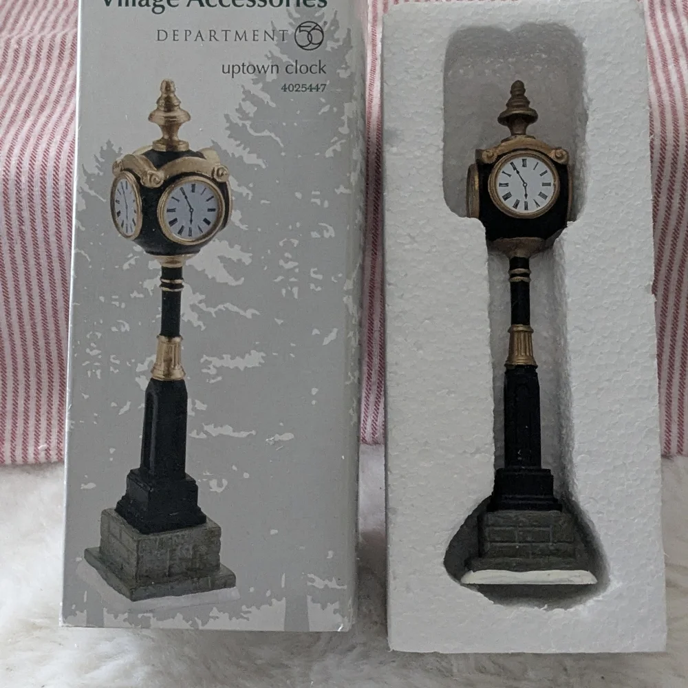 Department 56 Snow Village Uptown Clock 4025447 Black Gold Village Accessory